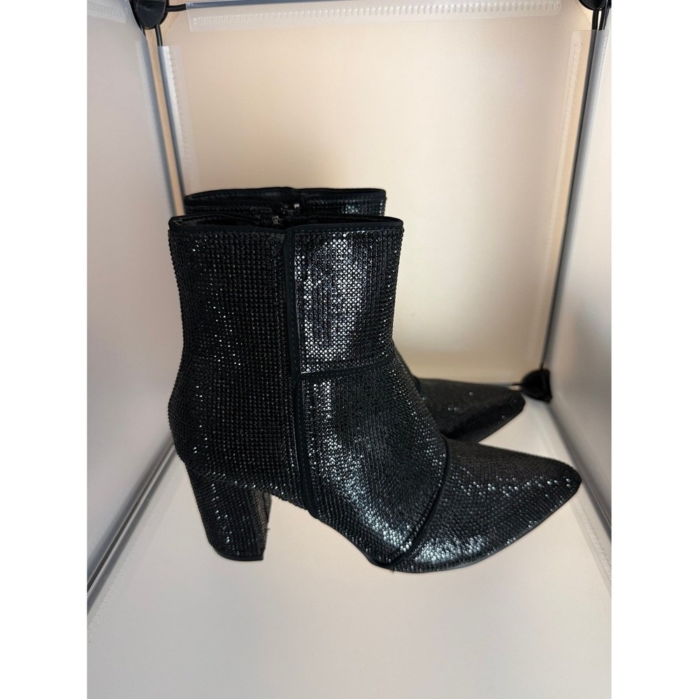 Forever Link Women's Rhinestone Embellished Pointed Toe Ankle Bootie Size 7.5 - Picture 4 of 8